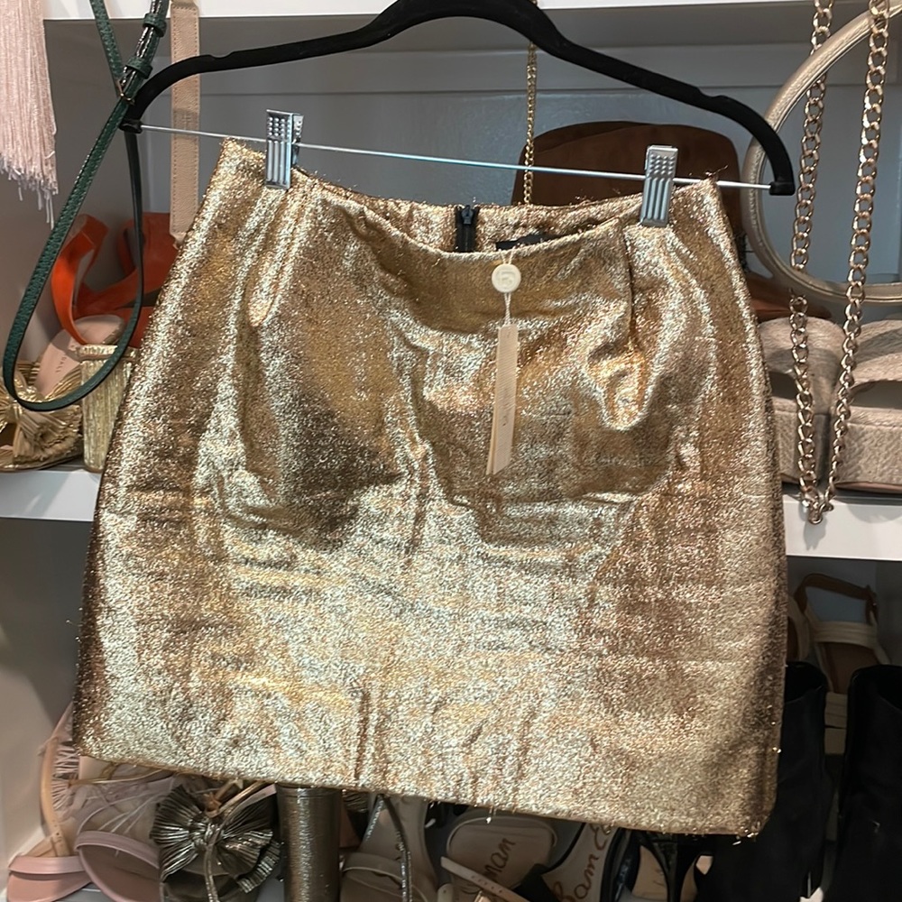 Gold metallic mini skirt